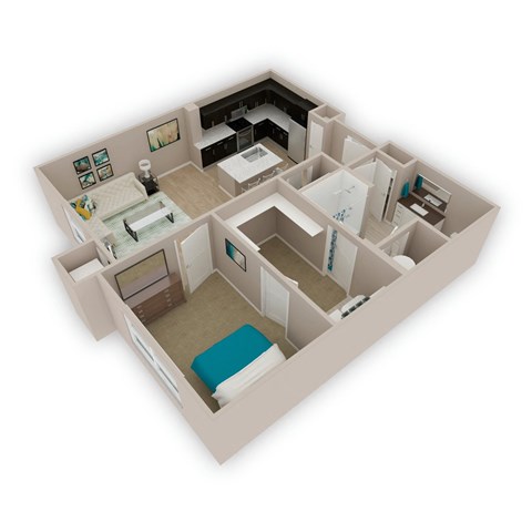 Floor plan for 1 bed, 1 bath, 826 sqft
